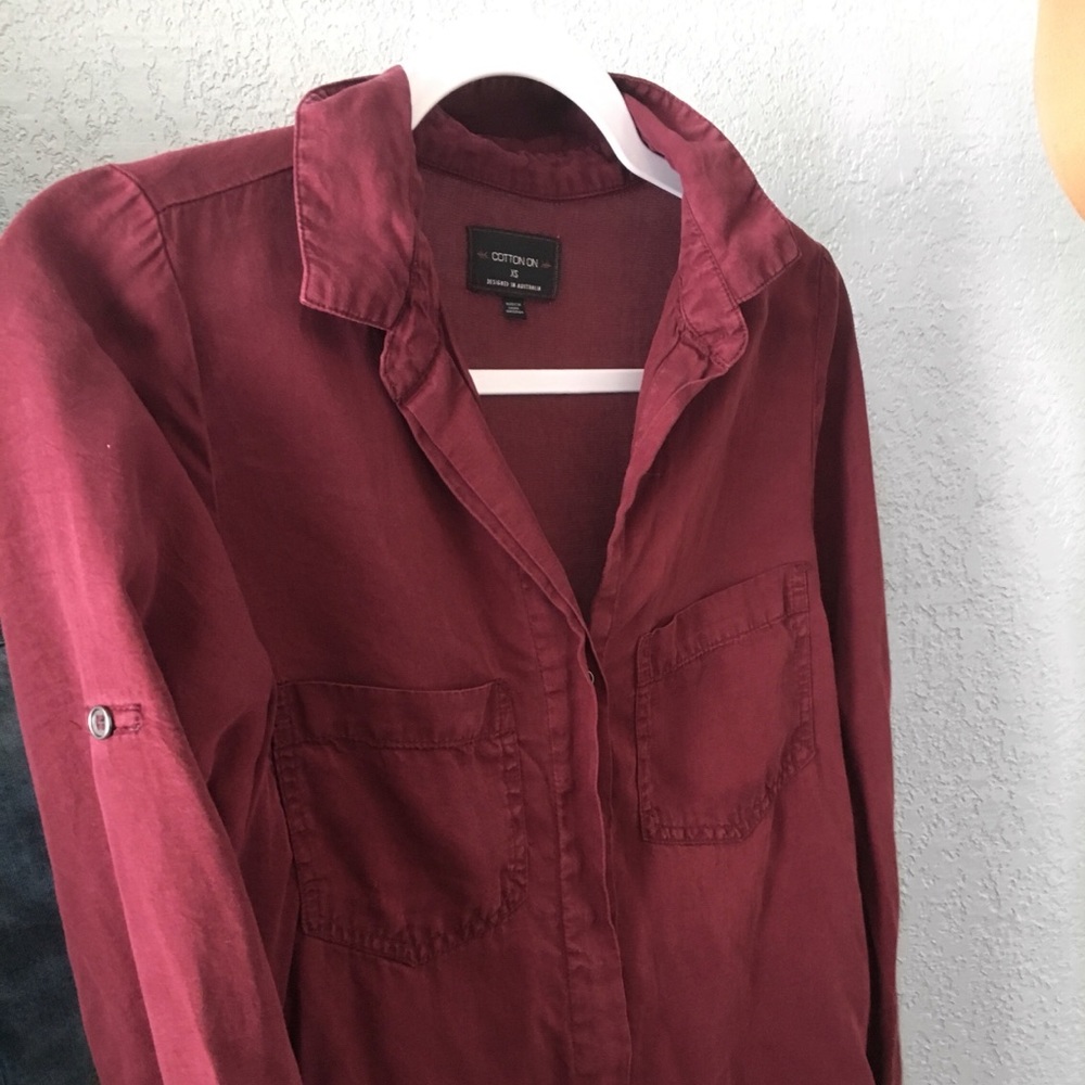 Burgundy button up